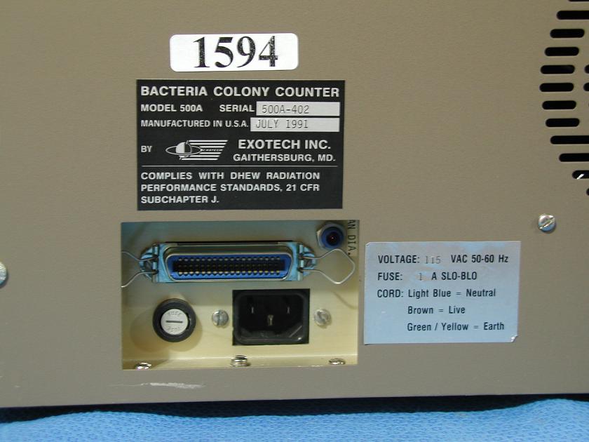 1594: Spiral Bacteria Colony Counter, Particle Counter / Sizer / Analyzer, Exotech
