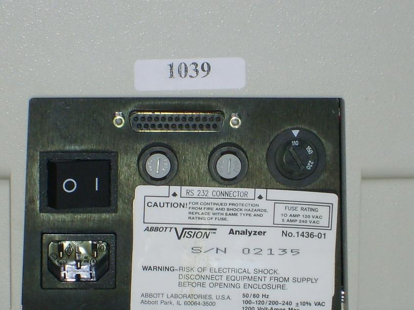 1039: Abbott Vision Analyzer, Blood Gas / Chemistry Analyzer, Abbott Laboratories