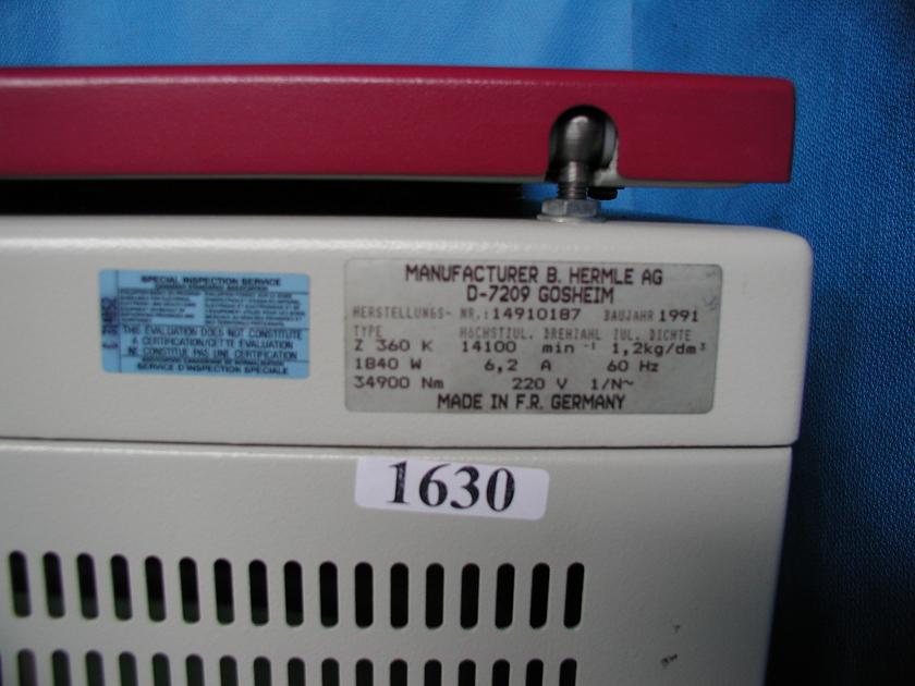 1630: Hermle Z 360 K Refrigerated Centrifuge, Centrifuge, B Hermle